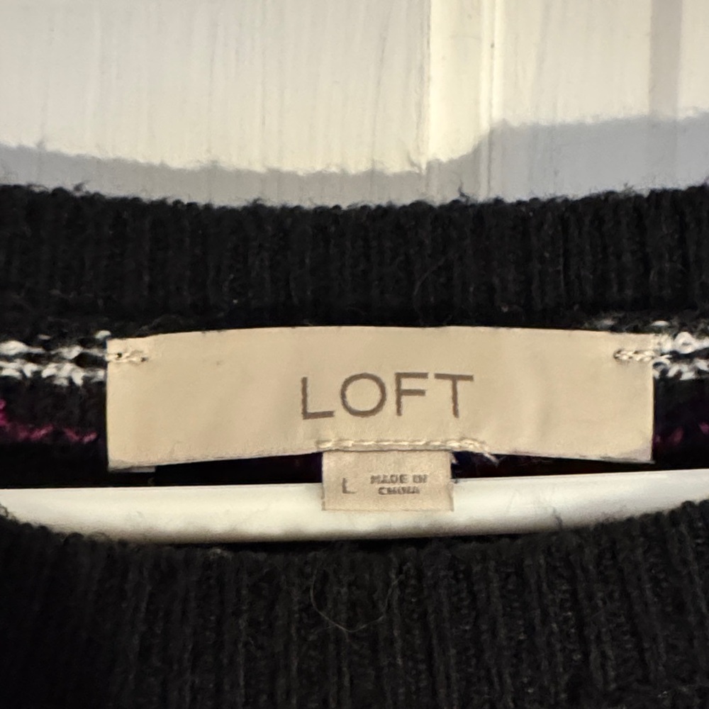 Loft Multicolor Geometric Pattern Sweater - image 2